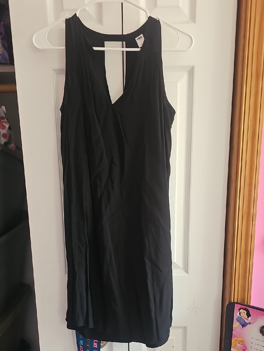 Old Navy Black Sleeveless Midi Dress with V-Notch